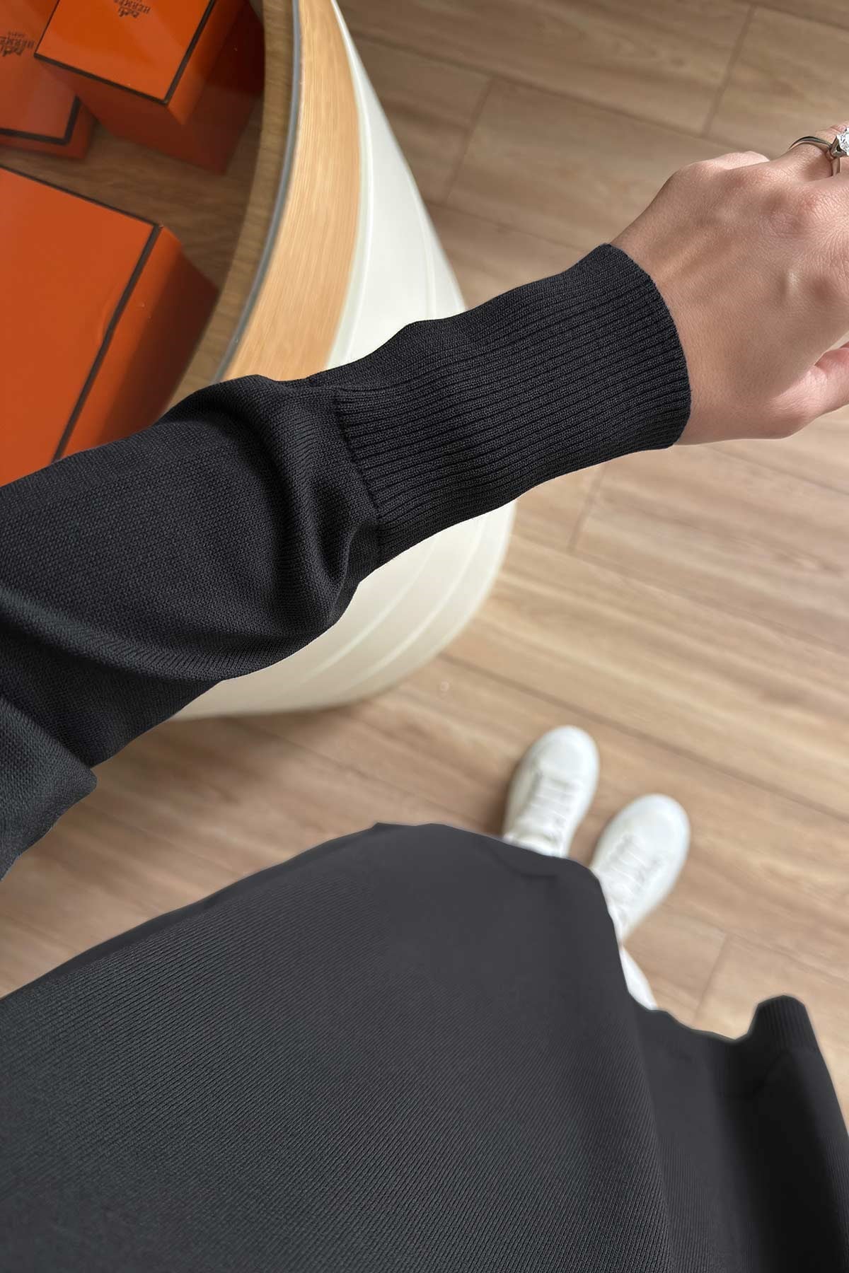 Yan Fermuar Basic Merserize Tunik - Siyah