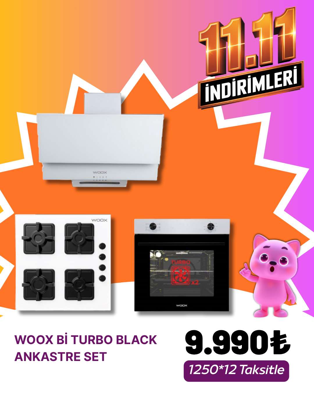 WOOX Bİ TURBO WHITE ANKASTRE SET (MF8030-MF1530-MF650)EKİM KAMPANYASI