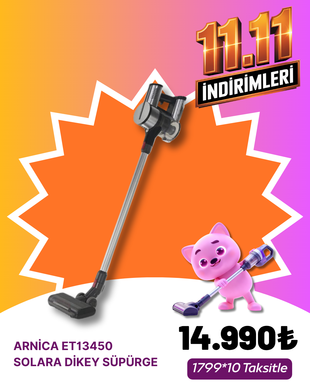 Arnica ET13450 Solara Dikey SüpürgeDik Süpürgeler