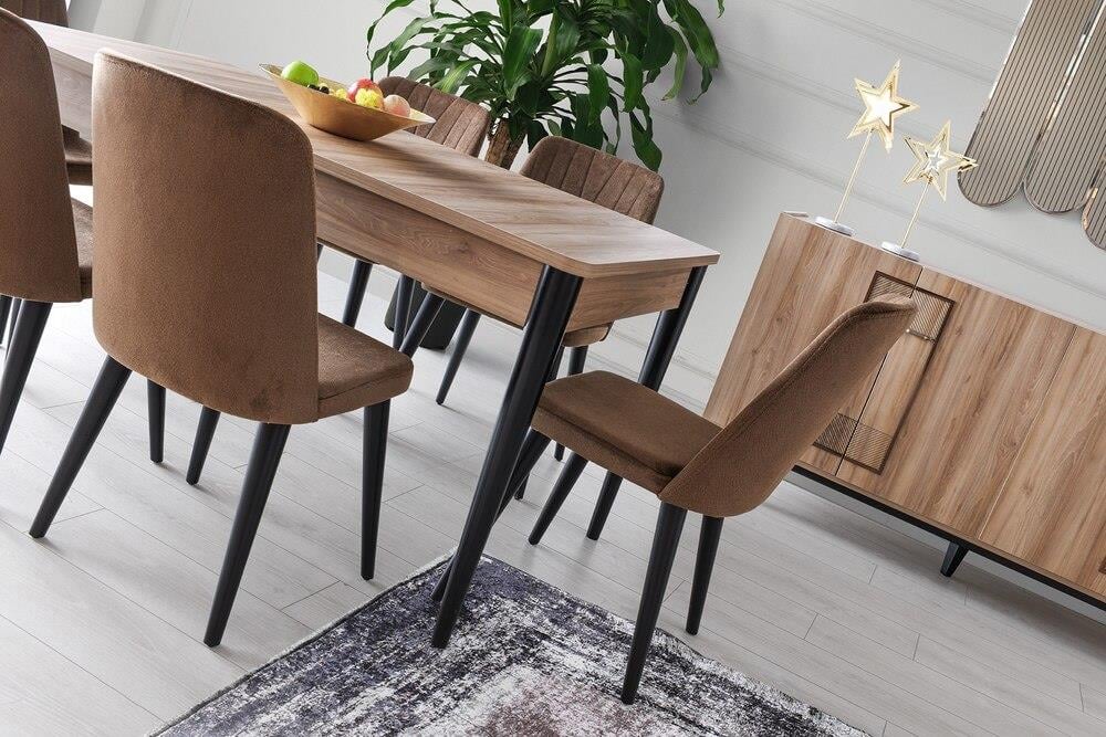 Vize Zen Yemek Odası Takımı-(6 Ad.Sand+Ünite Dahil)Modern Yemek Odası Takımı