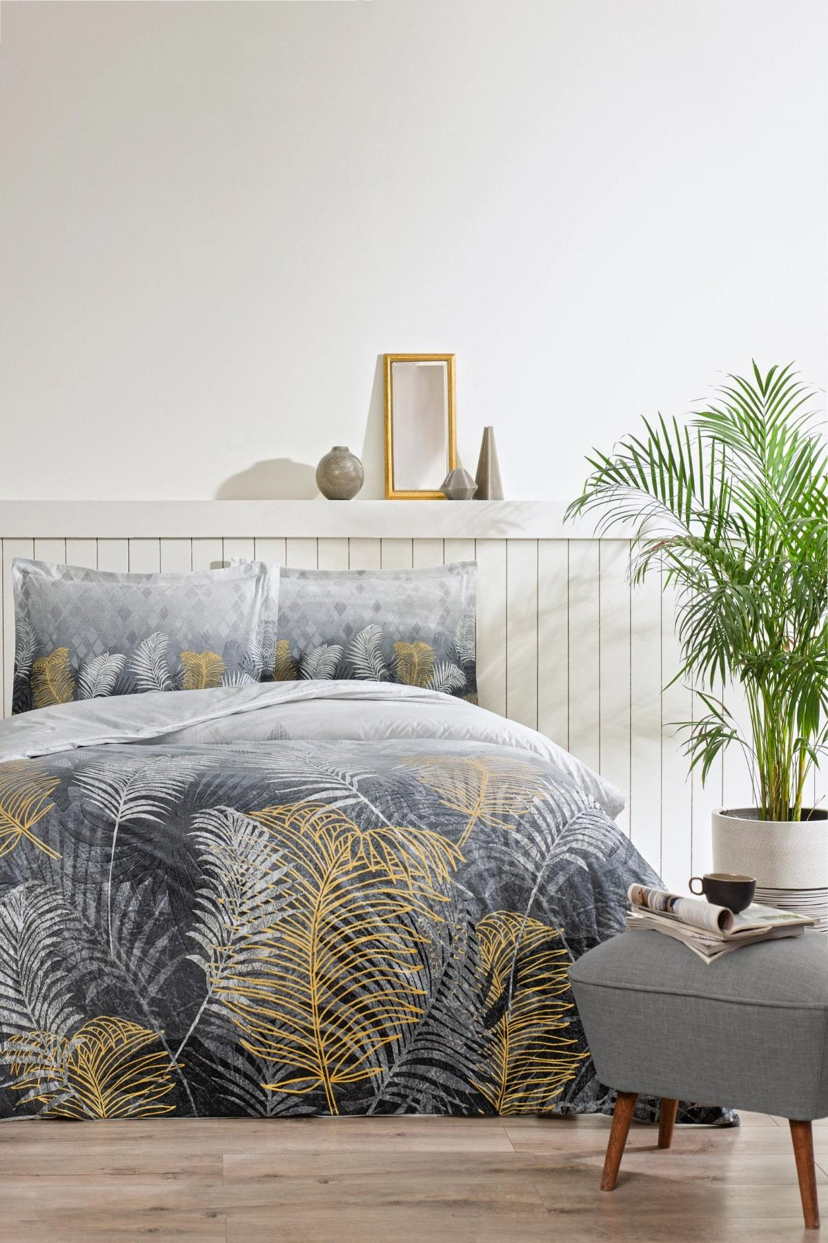 Özdilek Golden Palm Çift Kişilik Nevresim Takımı - GriNevresim Takımı