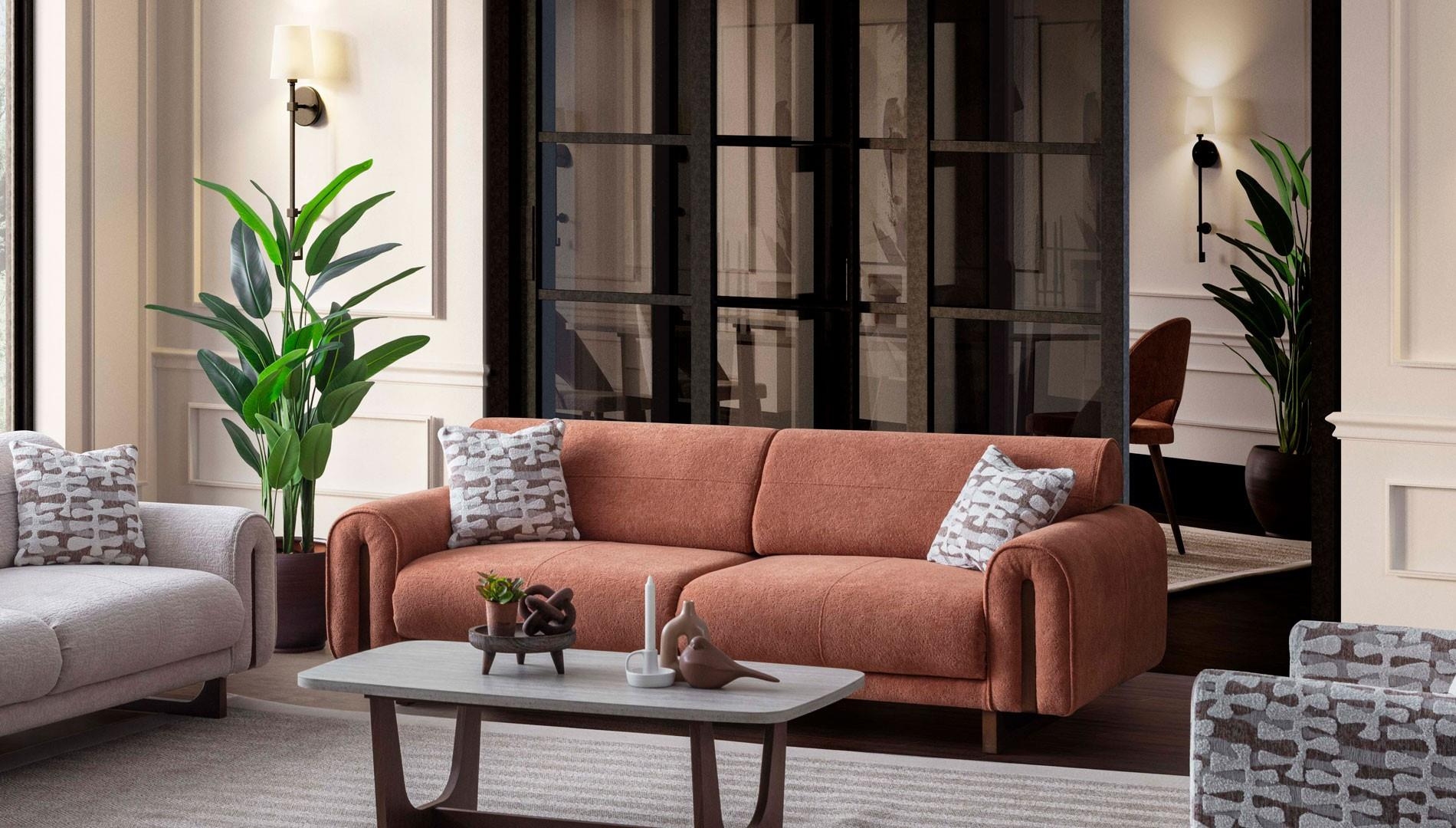 GALA MALAGA 3+3+1 KOLTUK TAKIMI-DESENLİ DÖNER TEKLİ KOLTUKLİModern Koltuk Takımı