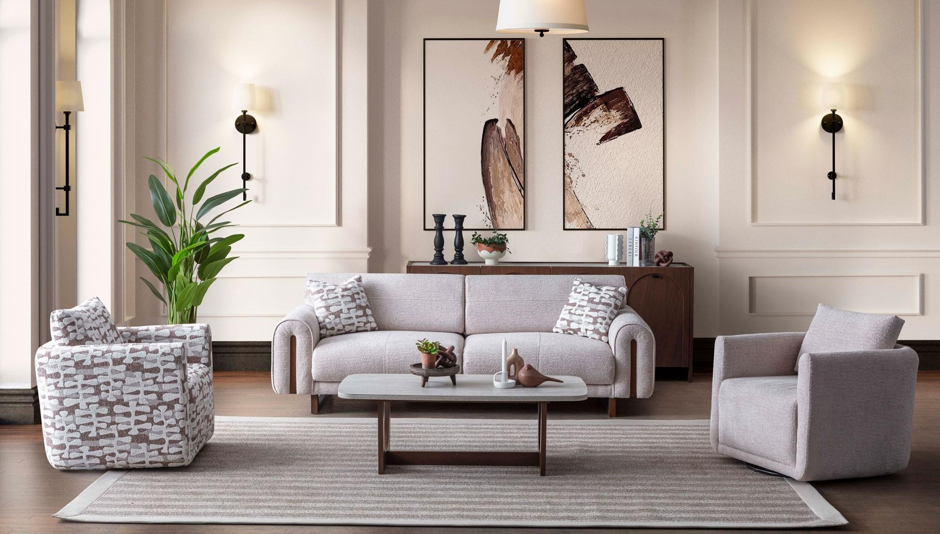 GALA MALAGA 3+3+1 KOLTUK TAKIMI-DESENLİ DÖNER TEKLİ KOLTUKLİModern Koltuk Takımı