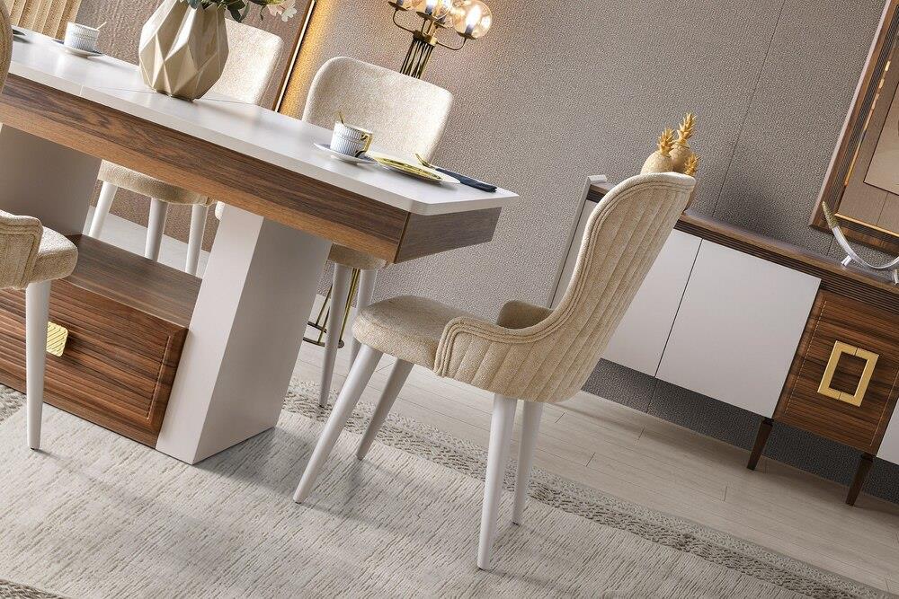 Vize Mabel Yemek Odası Takımı-(6 Ad.Sand+Ünite Dahil)Modern Yemek Odası Takımı