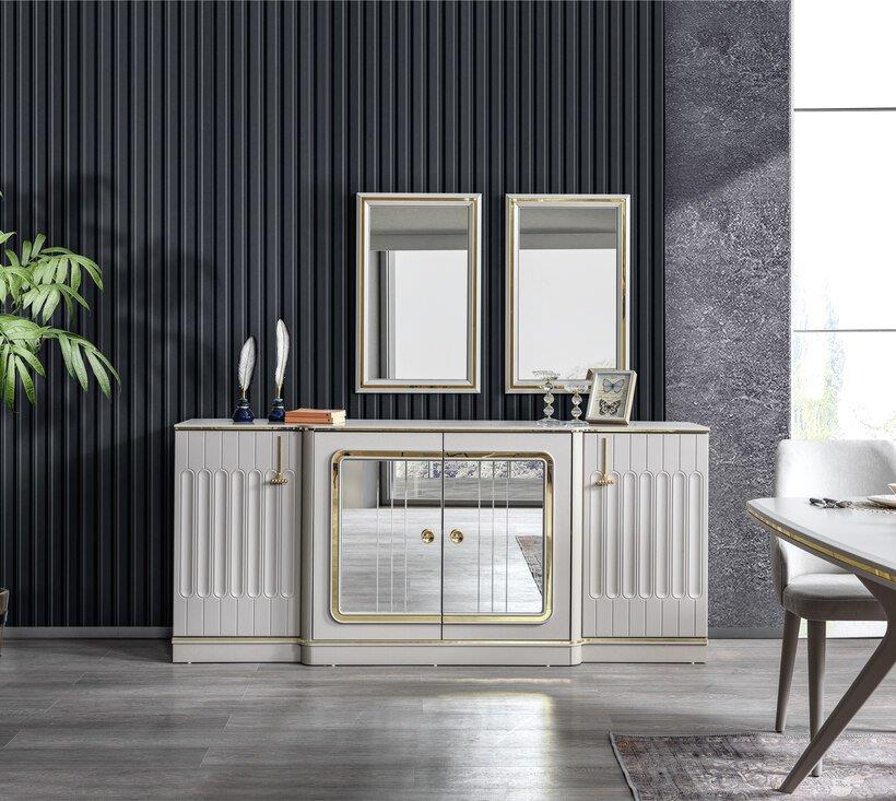 MODASEL ATLAS YEMEK ODASI TAKIMI(ATLAS SANDALYELI(KREM)-ÜNİTELİ)Modern Yemek Odası Takımı