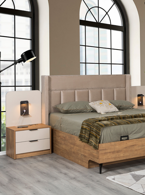 KZN RİO YATAK ODASI TAKIMI-BAŞLIKLI(APLİKLİ+Ş.AYNASI DAHİL)Yatak Odası Takımı