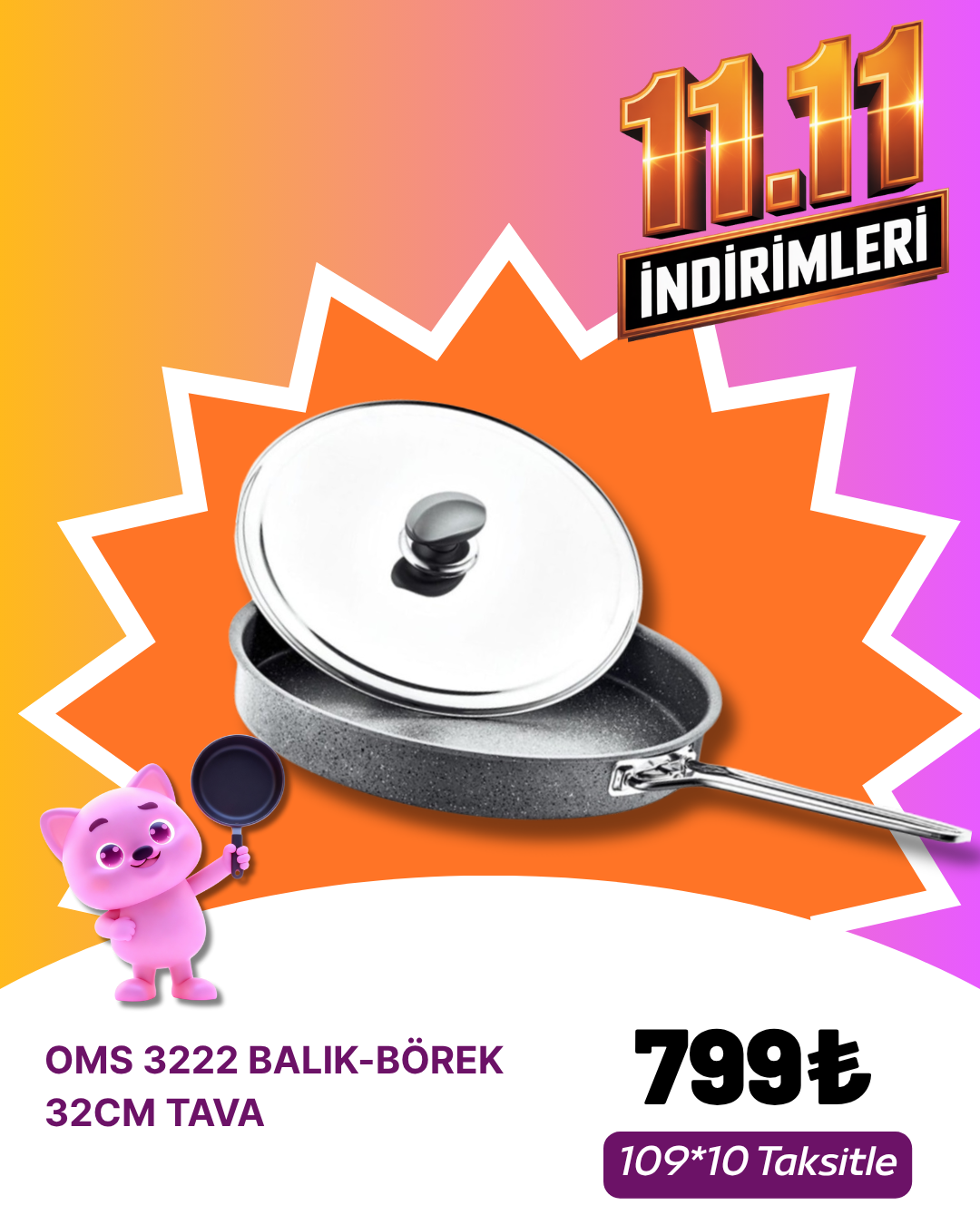 OMS 3222 BALIK-BÖREK 32CM TAVA GREYKASIM ZÜCCACİYE&KÜÇÜK EV ALETLERİ KAMPANYASI