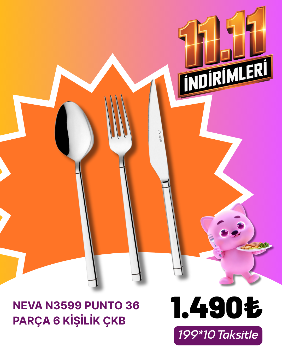 Neva N3599 Punto 36 Parça 6 Ki̇şi̇li̇k Çkb24 PRC CATAL-KASIK-BICAK