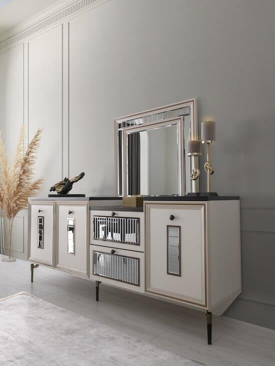 Vize Riva(Morell) Yemek Odası Takımı-(6 Ad.Sand+Ünite Dahil)Modern Yemek Odası Takımı