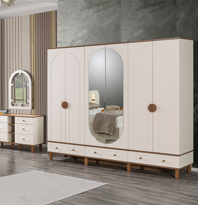 KZN LİNDA YATAK ODASI TAKIMI-BAŞLIKLI(APLİKLİ+Ş.AYNASI DAHİL)Yatak Odası Takımı