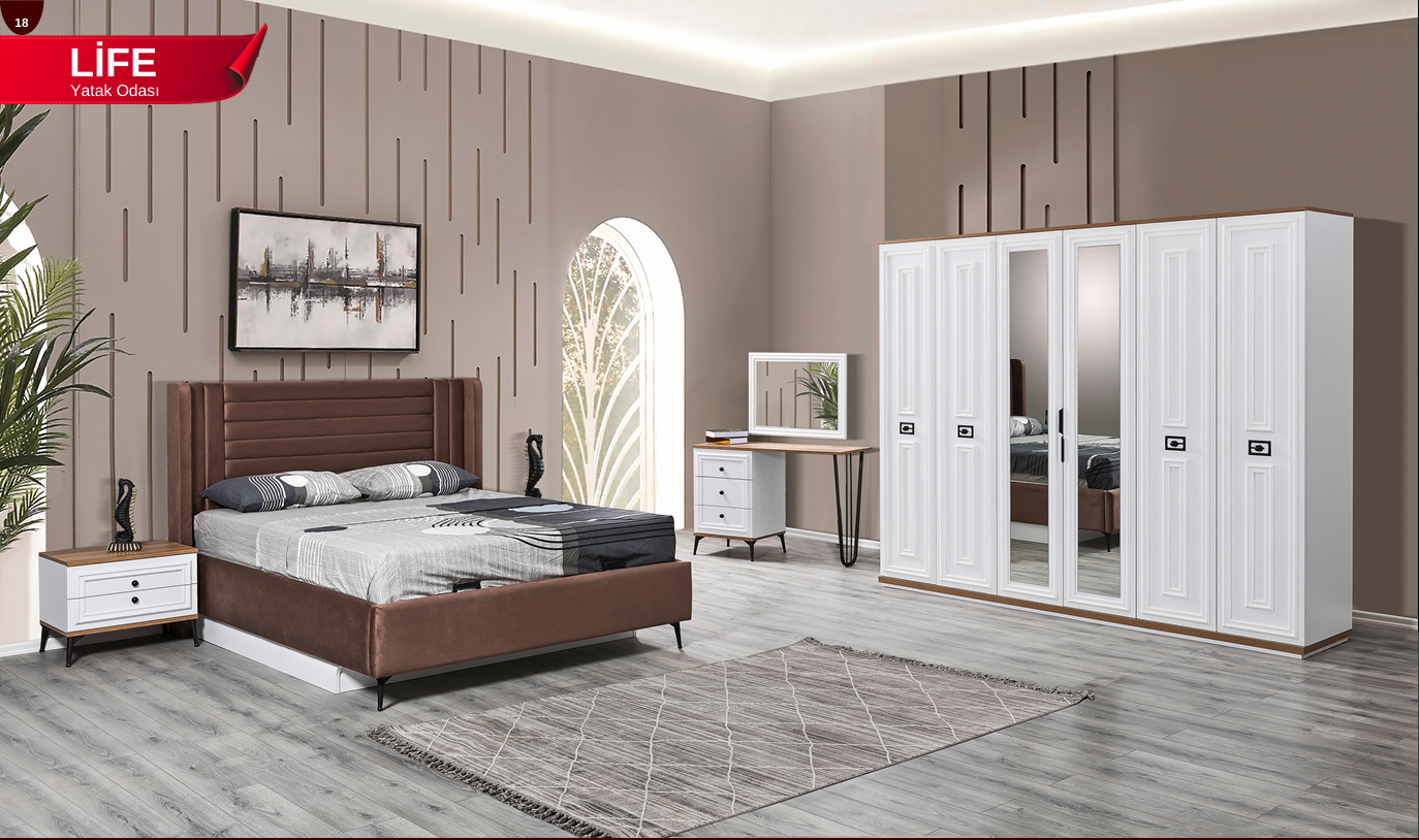 KZN LİFE YATAK ODASI TAKIMI-BAŞLIKLI(Ş.AYNASI DAHİL)Yatak Odası Takımı