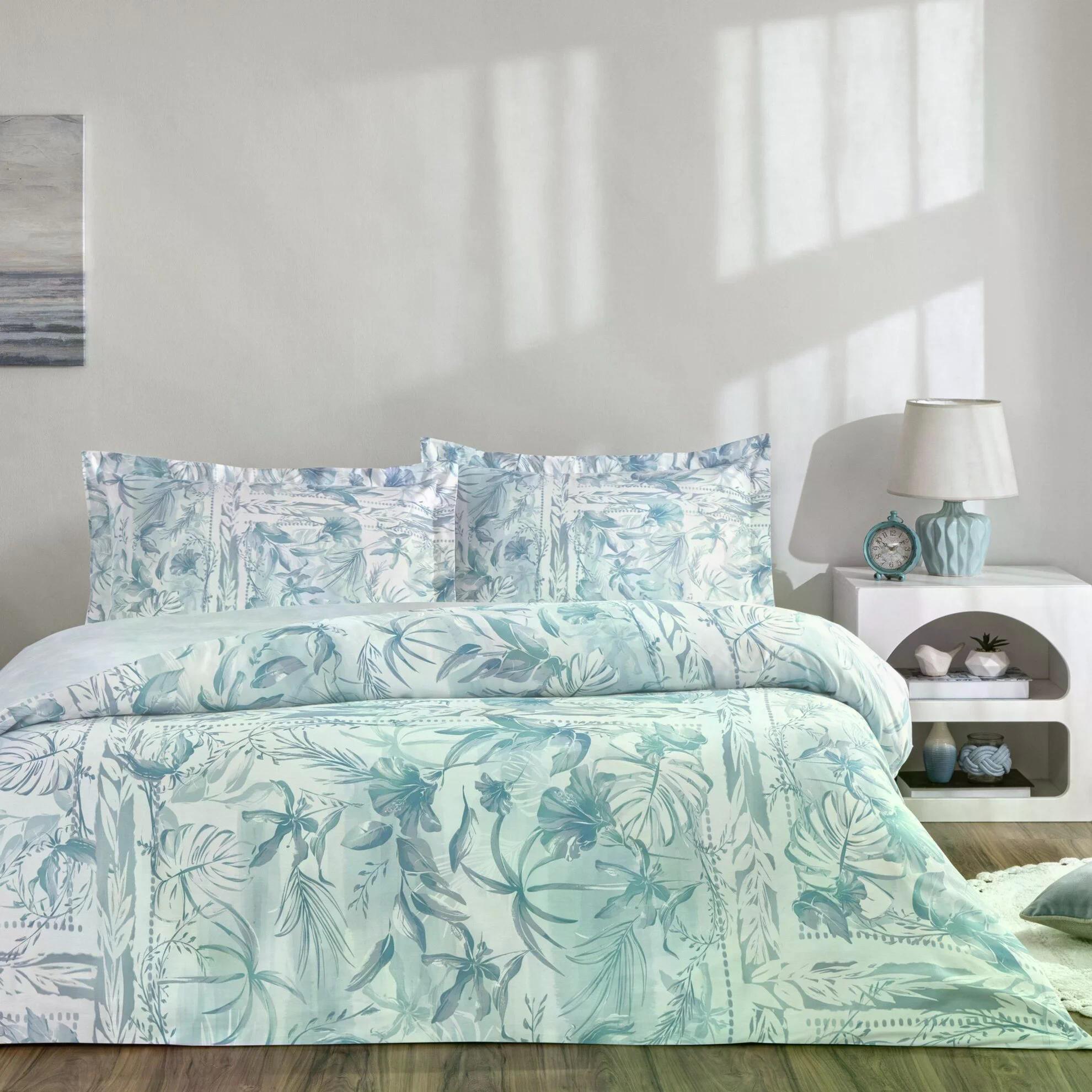 Taç 3254 Saten Çift Kişilik Nevresim Takımı Velora MaviNEVRESİM TAKIMI Ç.K