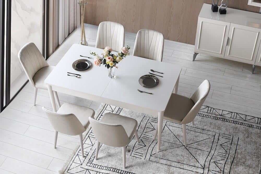 Vize Viyana Yemek Odası Takımı-(6 Ad.Sand+Ünite Dahil)Modern Yemek Odası Takımı