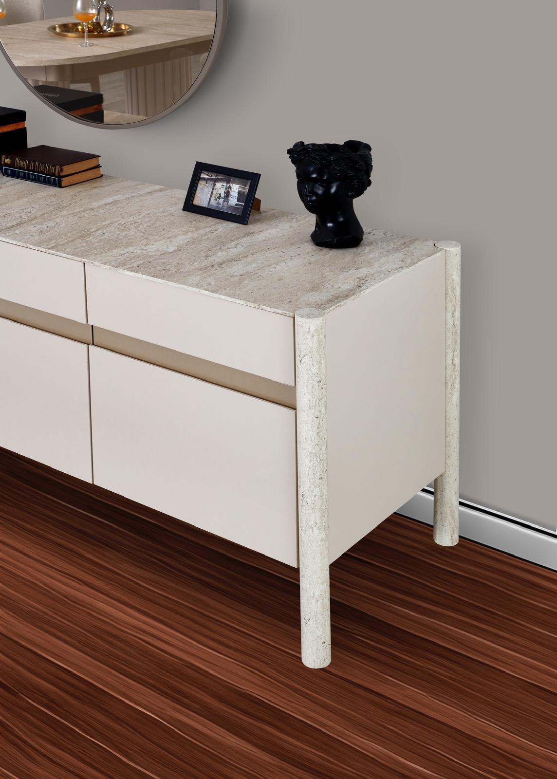 ARNO HİSAR YEMEK ODASI TAKIMI(KONSOL+AYNA+MASA+6 ADET SAND)Modern Yemek Odası Takımı