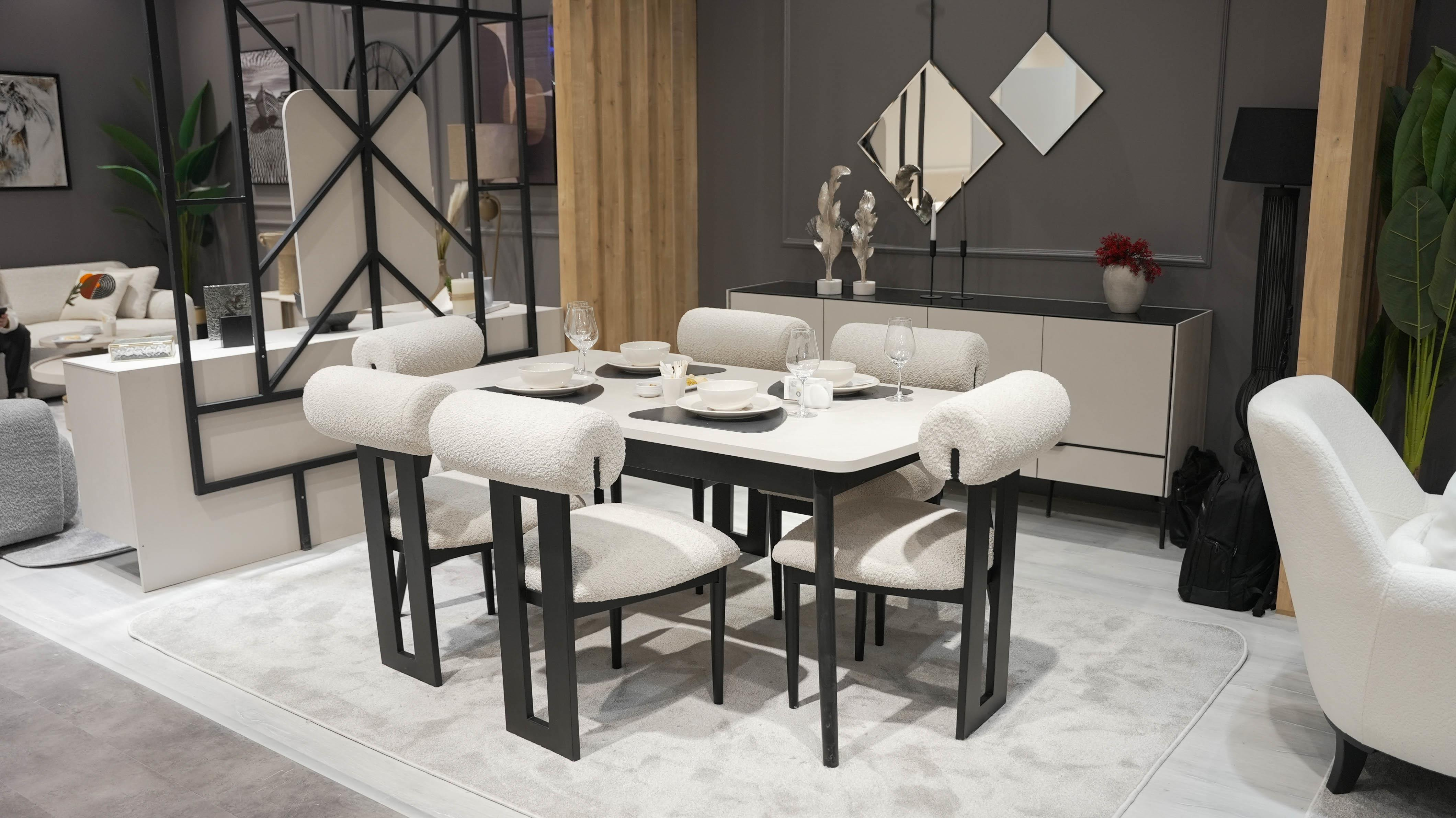 AKYOL NEVADA YEMEK ODASI TAKIMI(ÜNİTE DAHİL-SANDALYESİZ)Modern Yemek Odası Takımı