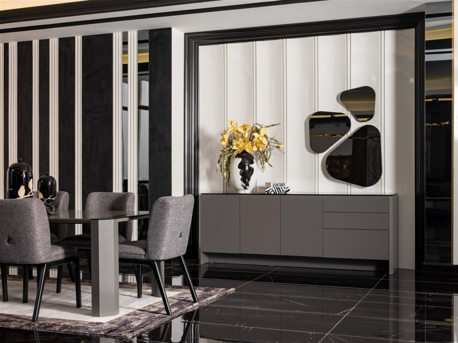 Area Natura Yemek Odası Takımı(Konsol Ve Aynası-Masa-6Ad.Sand)Modern Yemek Odası Takımı
