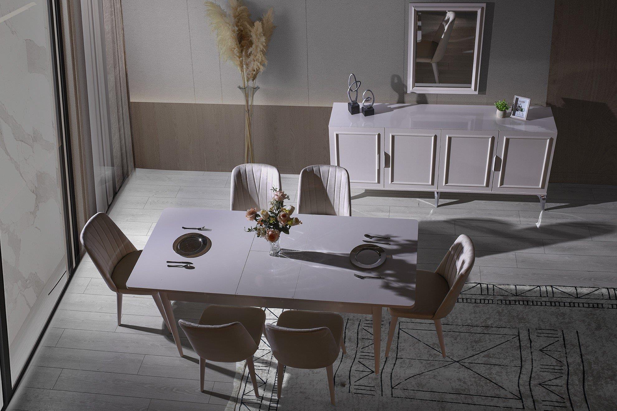 Vize Viyana Yemek Odası Takımı-(6 Ad.Sand+Ünite Dahil)Modern Yemek Odası Takımı