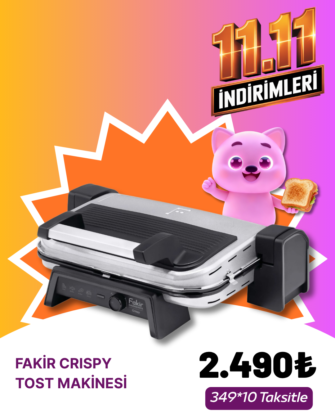 FAKİR CRISPY TOST MAKİNESİ - SILVERSTONEKASIM ZÜCCACİYE&KÜÇÜK EV ALETLERİ KAMPANYASI