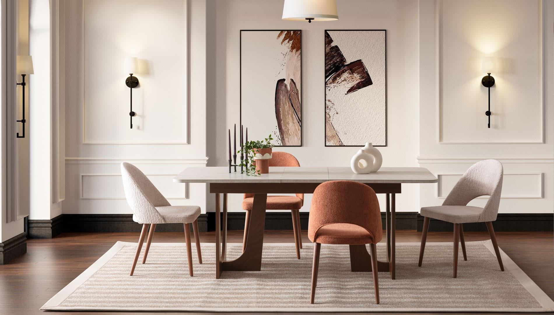 GALA MALAGA YEMEK ODASI TAKIMII(ÜNİTESİZ)-LUX SANDALYELİModern Yemek Odası Takımı