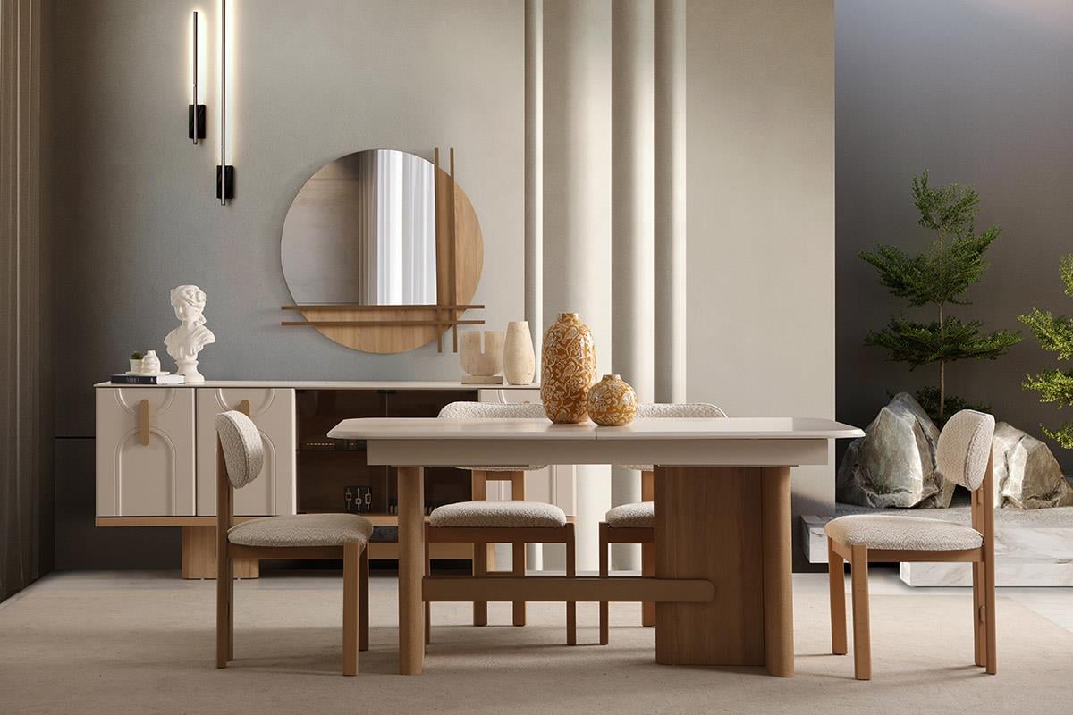 ROLL BIANCO YEMEK ODASI TAKIMI(ÜNİTE DAHİL)Modern Yemek Odası Takımı