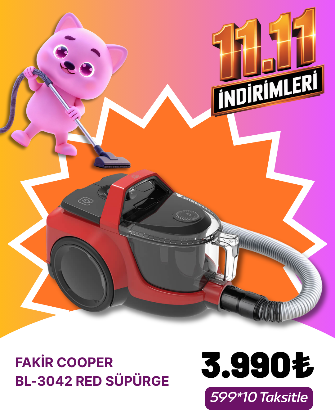 FAKİR COOPER BL-3042 RED SÜPÜRGEKASIM ZÜCCACİYE&KÜÇÜK EV ALETLERİ KAMPANYASI