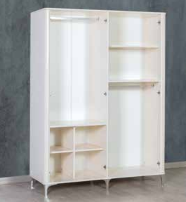 Kzn Azra Krem Km.13.542 4 Kapaklı 2 Aynalı GardıropKapaklı Dolaplar