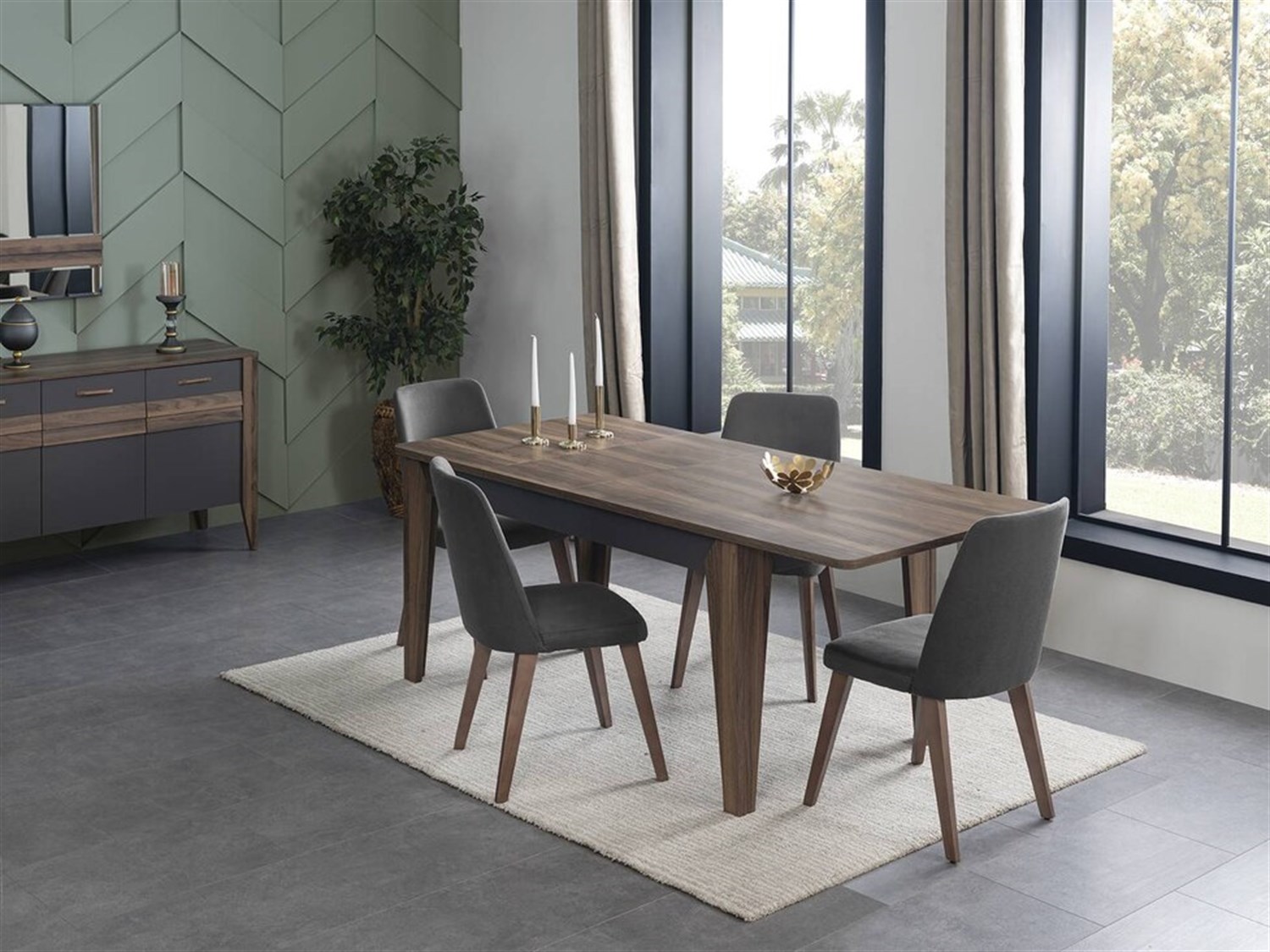 Decohill Puma Yemek Odası Takımı(6 Adet Sand.Ve Ünite Dahil)Modern Yemek Odası Takımı