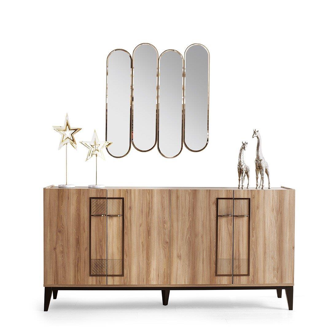 Vize Zen Yemek Odası Takımı-(6 Ad.Sand+Ünite Dahil)Modern Yemek Odası Takımı