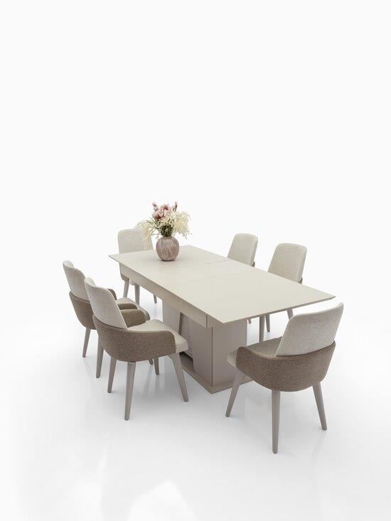 Vize Madrid Yemek Odası Takımı-(6 Ad.Sand+Ünite Dahil)Modern Yemek Odası Takımı