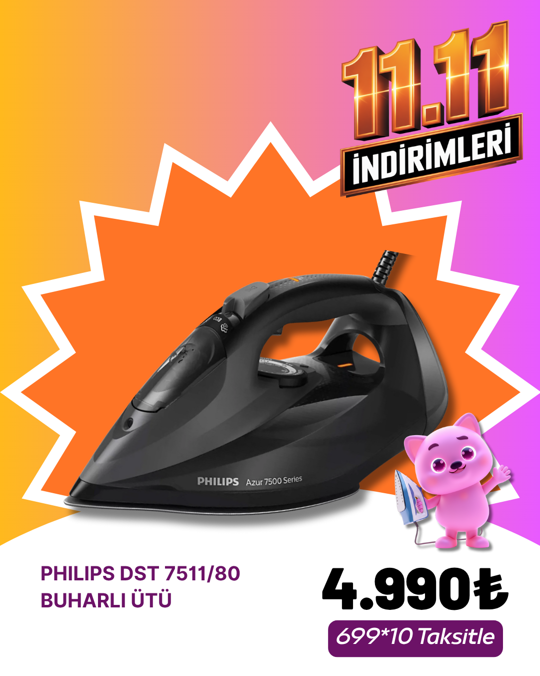 Phılıps Dst 7511/80 Buharlı ÜtüBuharlı Ütüler