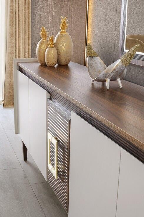 Vize Mabel Yemek Odası Takımı-(6 Ad.Sand+Ünite Dahil)Modern Yemek Odası Takımı