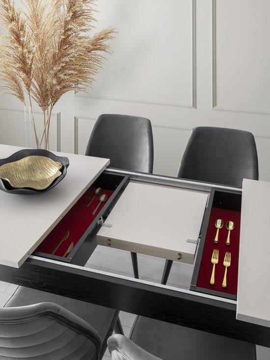 Vize Riva(Morell) Yemek Odası Takımı-(6 Ad.Sand+Ünite Dahil)Modern Yemek Odası Takımı