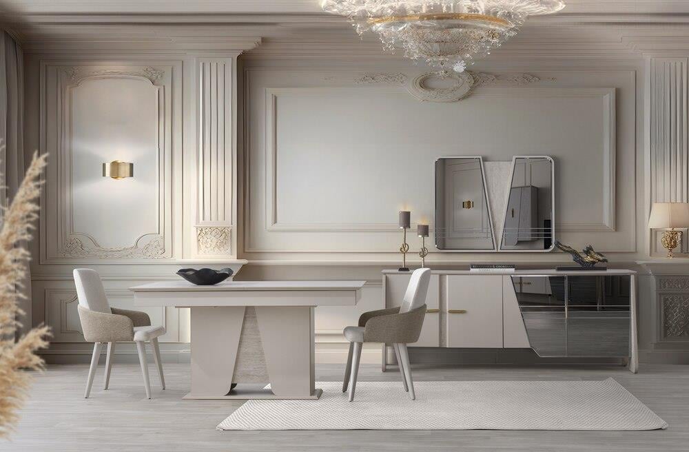 Vize Madrid Yemek Odası Takımı-(6 Ad.Sand+Ünite Dahil)Modern Yemek Odası Takımı