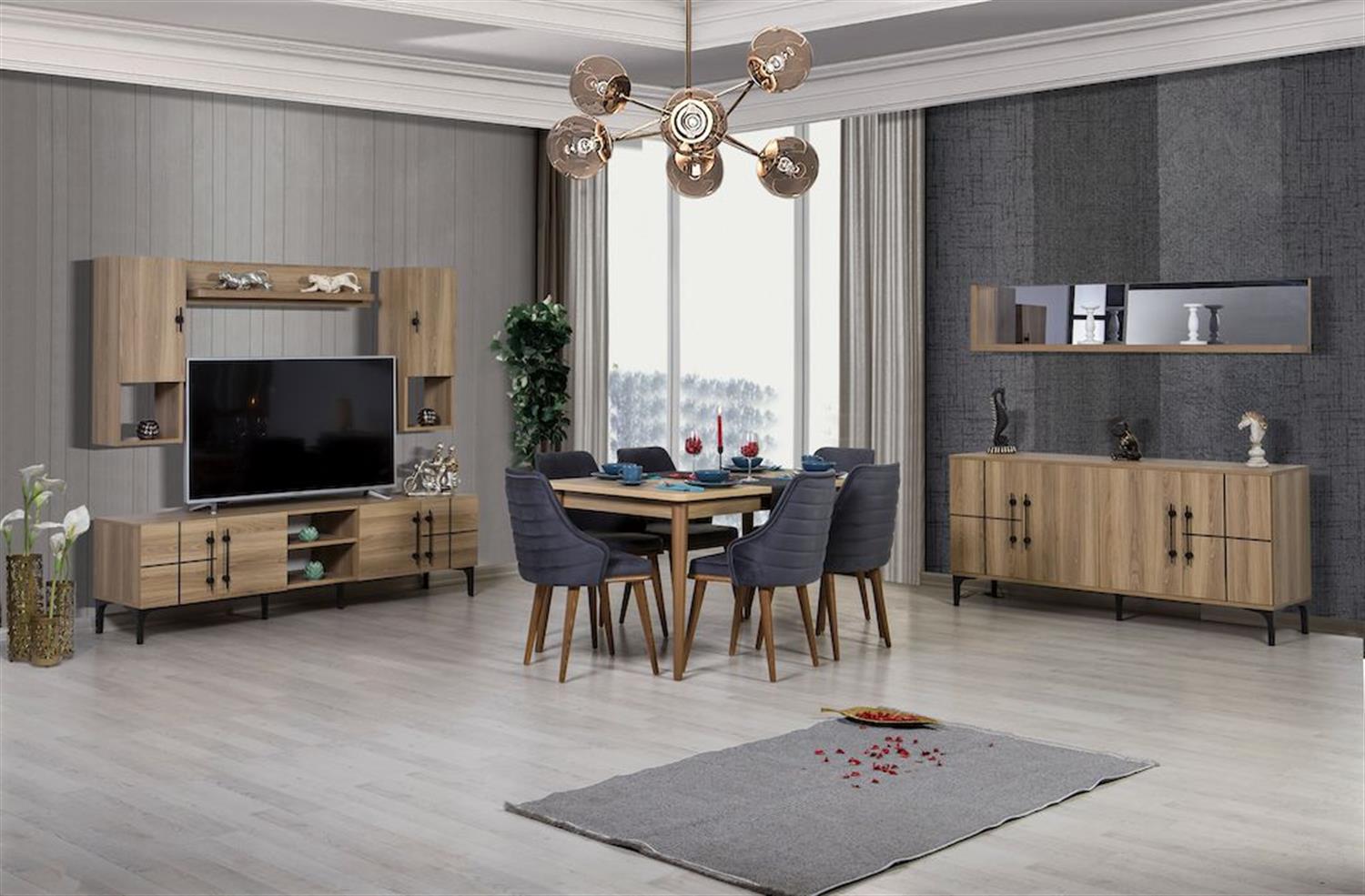 Kzn Moderna Ceviz Km.10.055 Açılır Masa CevizYemek Masası