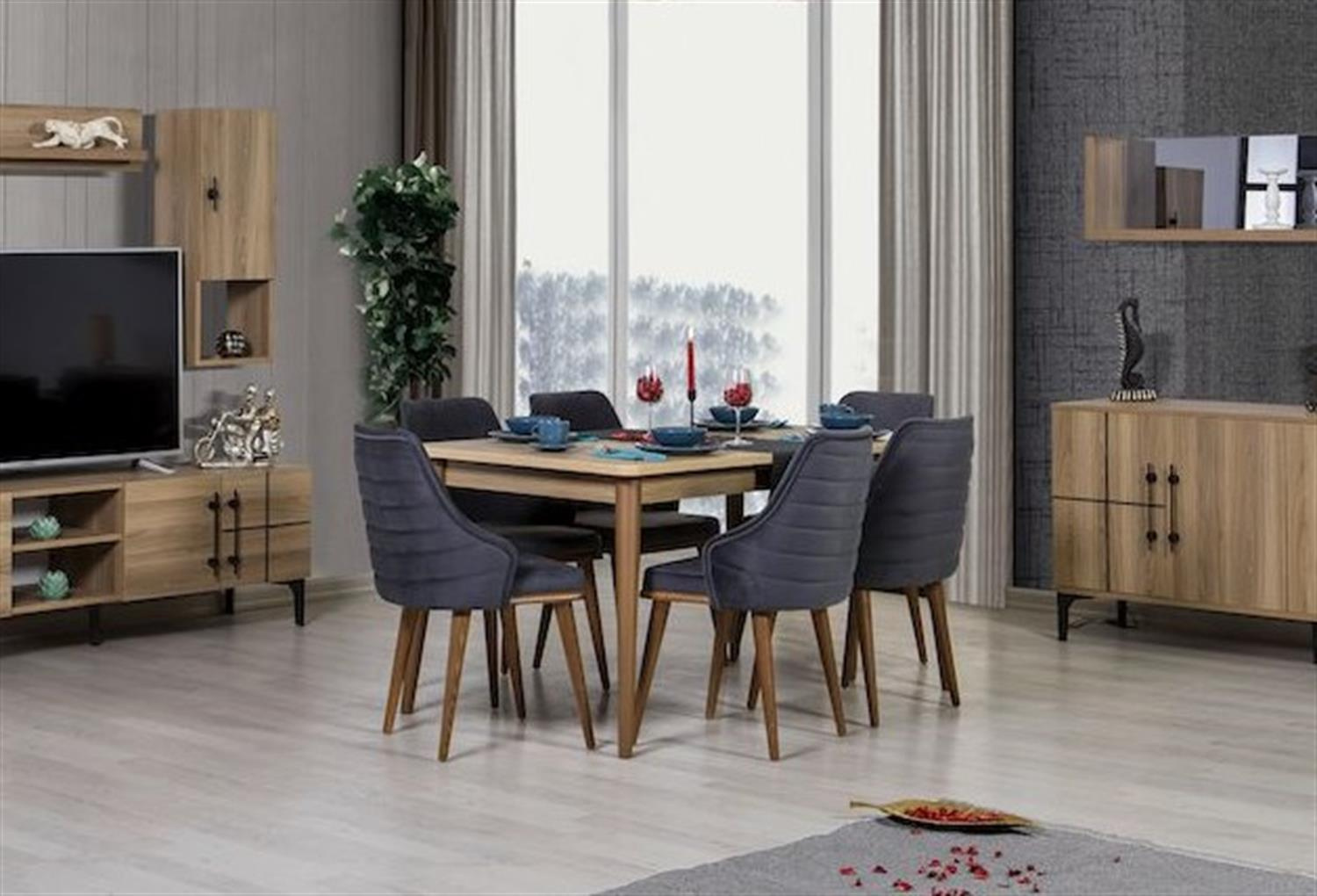 Kzn Moderna Ceviz Km.10.055 Açılır Masa CevizYemek Masası