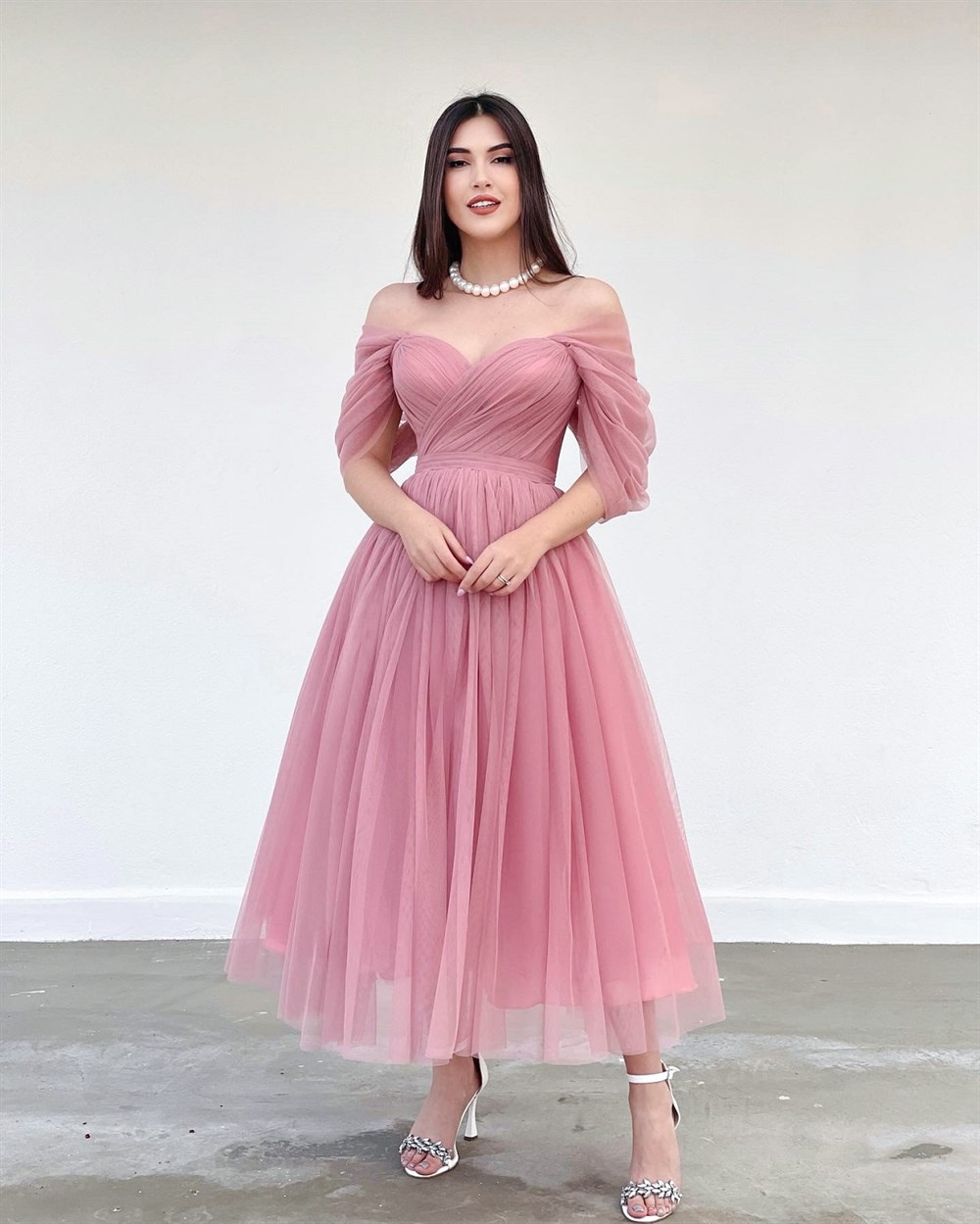 TheElsa | GİYİM | TAKI | Aden Pudra Pembe Özel Tasarım Korse Tül ElbiseELBİSEAden Pudra Pembe Özel Tasarım Abiye Tül Elbise