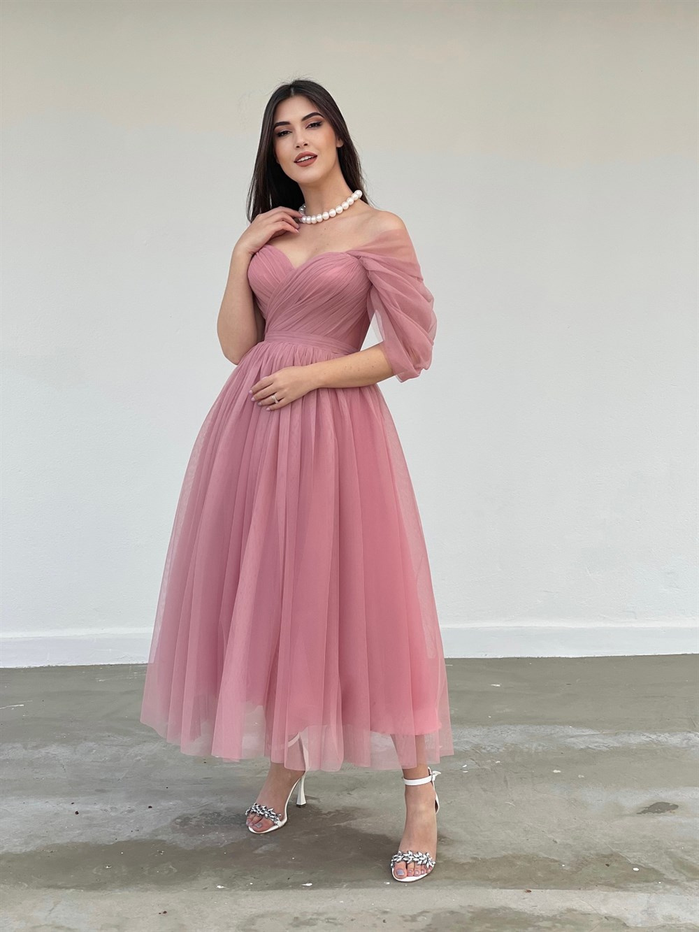 TheElsa | GİYİM | TAKI | Aden Pudra Pembe Özel Tasarım Korse Tül ElbiseELBİSEAden Pudra Pembe Özel Tasarım Korse Tül Elbise