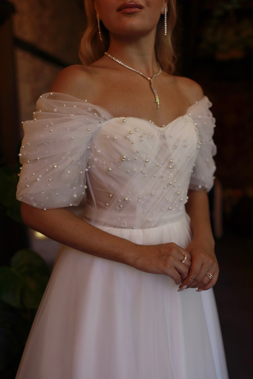 TheElsa | GİYİM | TAKI | Clara İncili Beyaz Özel Tasarım Tül Nikah Elbisesi#ÇOK SATANLARClara İncili Beyaz Özel Tasarım Tül Nikah Elbisesi