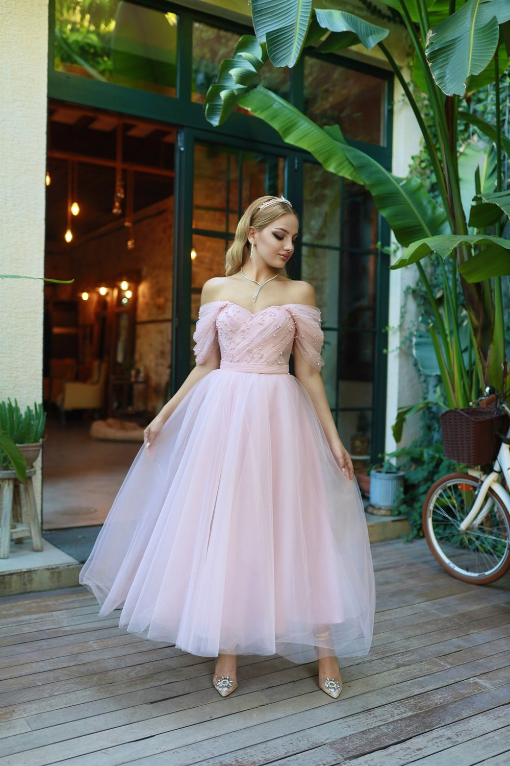 TheElsa | GİYİM | TAKI | Clara Pudra Pembe Özel Tasarım Abiye Tül ElbiseELBİSEClara Pudra Pembe Özel Tasarım Abiye Tül Elbise