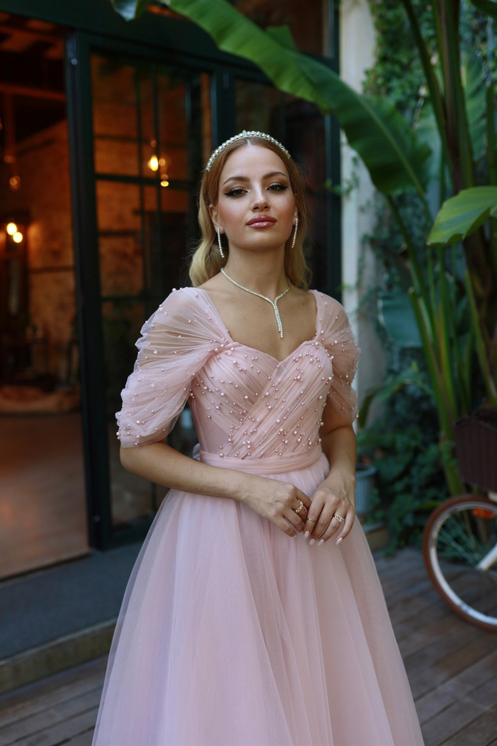 TheElsa | GİYİM | TAKI | Clara Pudra Pembe Özel Tasarım Abiye Tül ElbiseELBİSEClara Pudra Pembe Özel Tasarım Abiye Tül Elbise