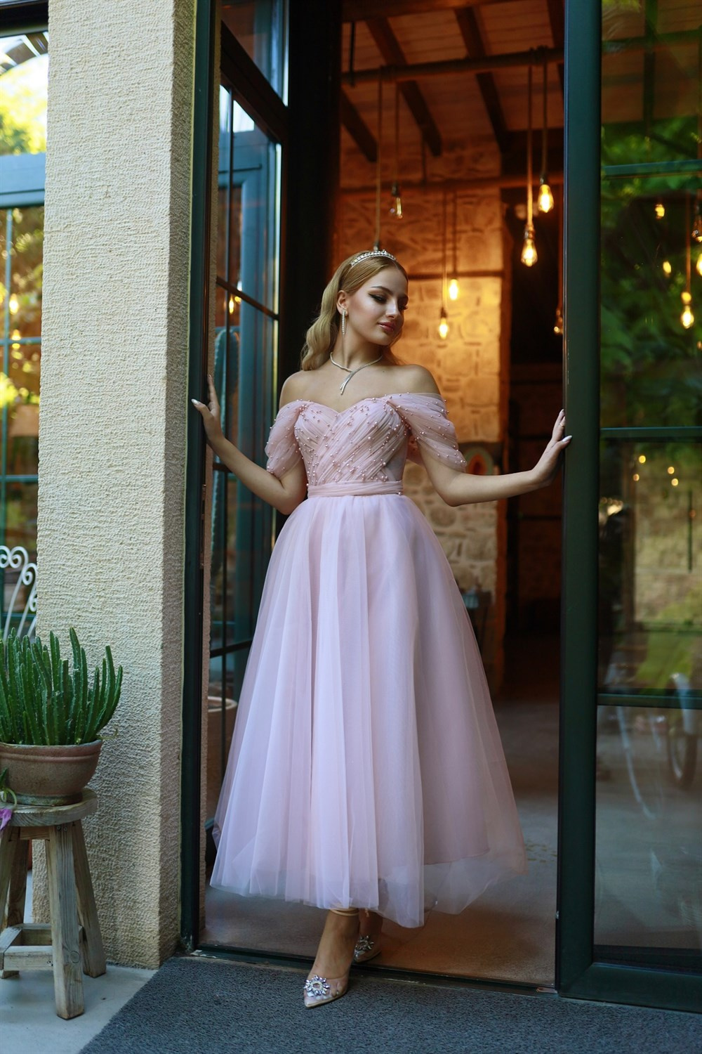 TheElsa | GİYİM | TAKI | Clara Pudra Pembe Özel Tasarım Abiye Tül ElbiseELBİSEClara Pudra Pembe Özel Tasarım Abiye Tül Elbise