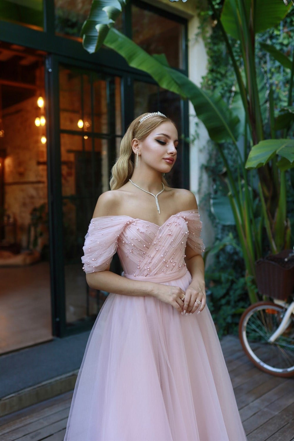 TheElsa | GİYİM | TAKI | Clara Pudra Pembe Özel Tasarım Abiye Tül ElbiseELBİSEClara Pudra Pembe Özel Tasarım Abiye Tül Elbise
