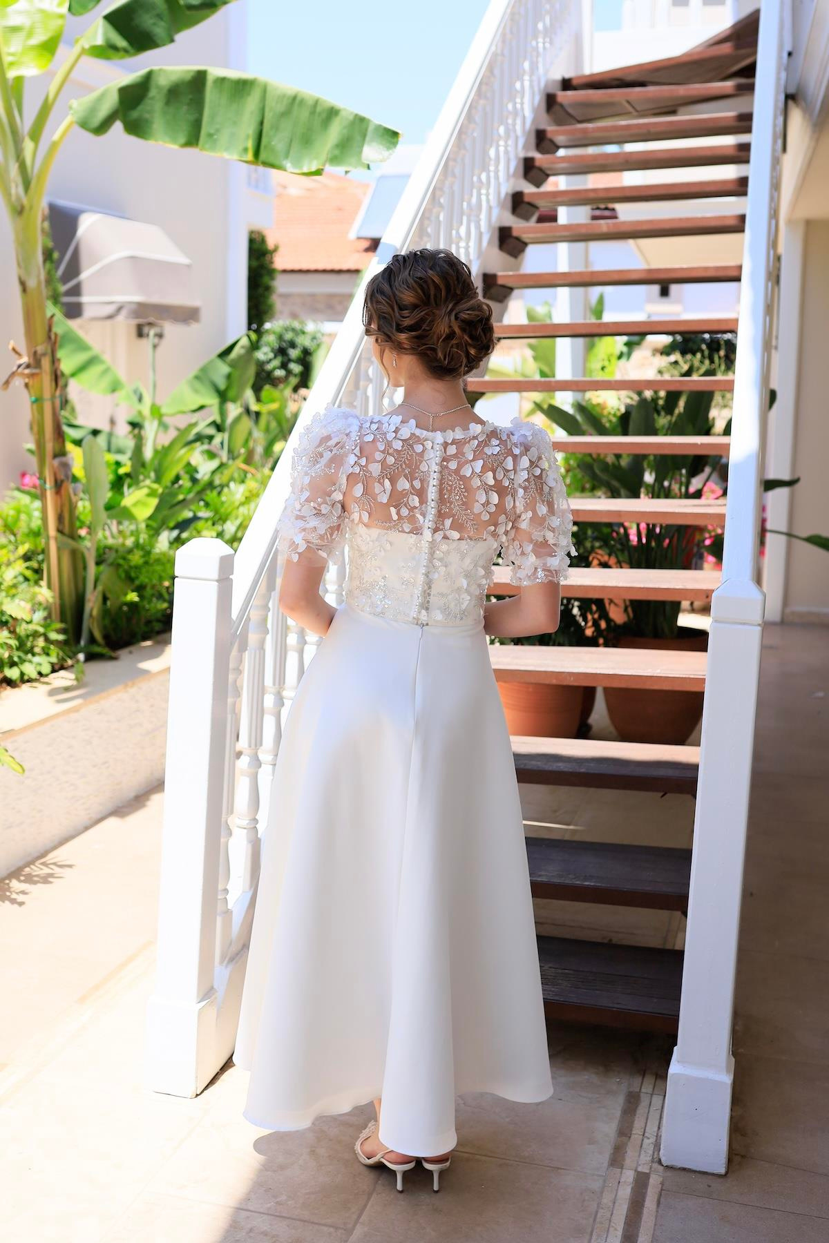 TheElsa | |Elena Princess White Special Design Lace Detailed Wedding Engagement DressBEYAZ ELBİSELERElena Princess White Special Design Lace Detailed Wedding Engagement Dress