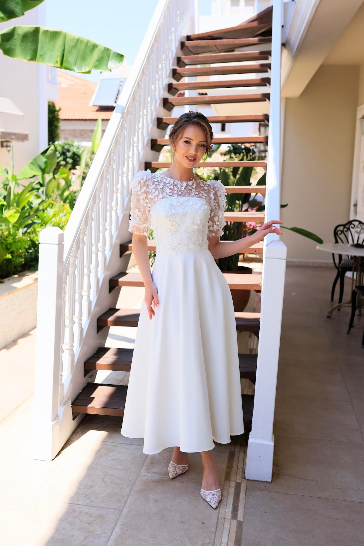 TheElsa | |Elena Princess White Special Design Lace Detailed Wedding Engagement DressBEYAZ ELBİSELERElena Princess White Special Design Lace Detailed Wedding Engagement Dress
