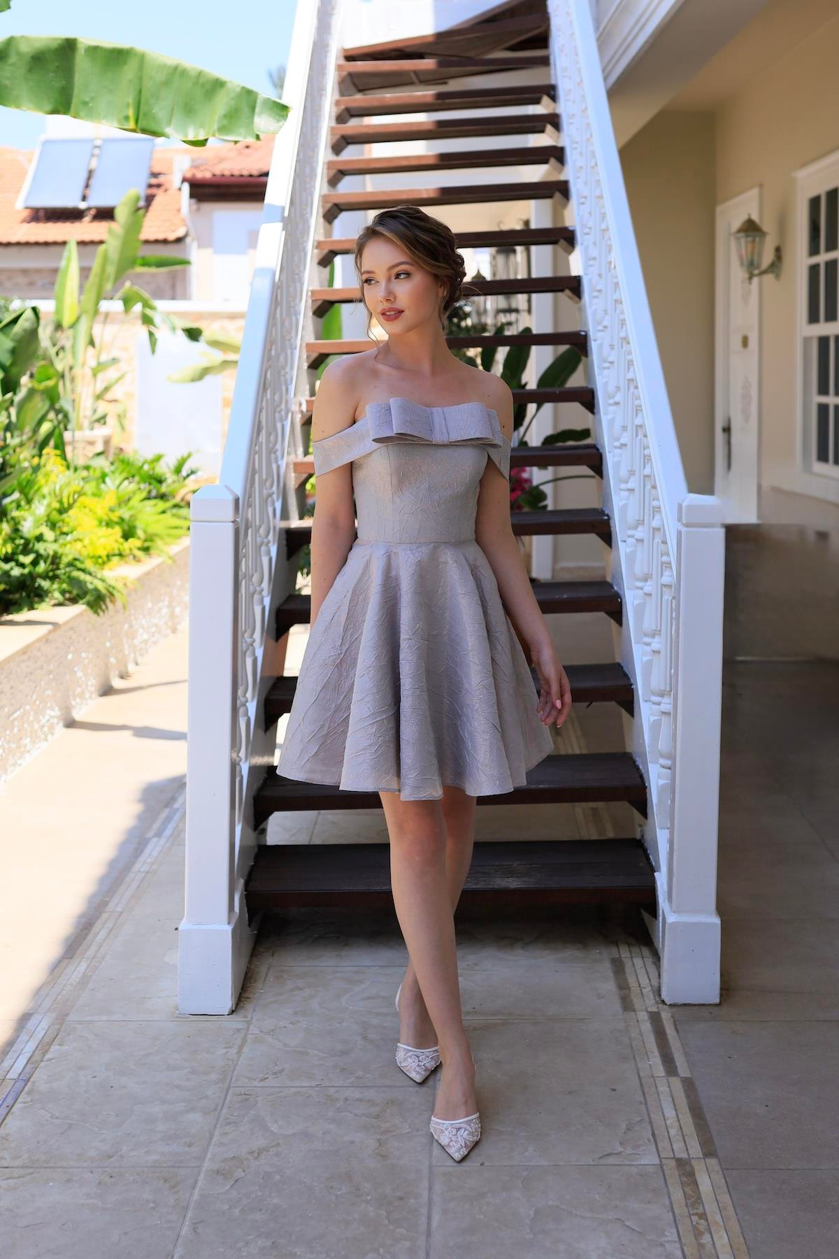TheElsa | FANCY MINIAFTER KOLEKSİYONUFancy Lila Brokar Mini Elbise