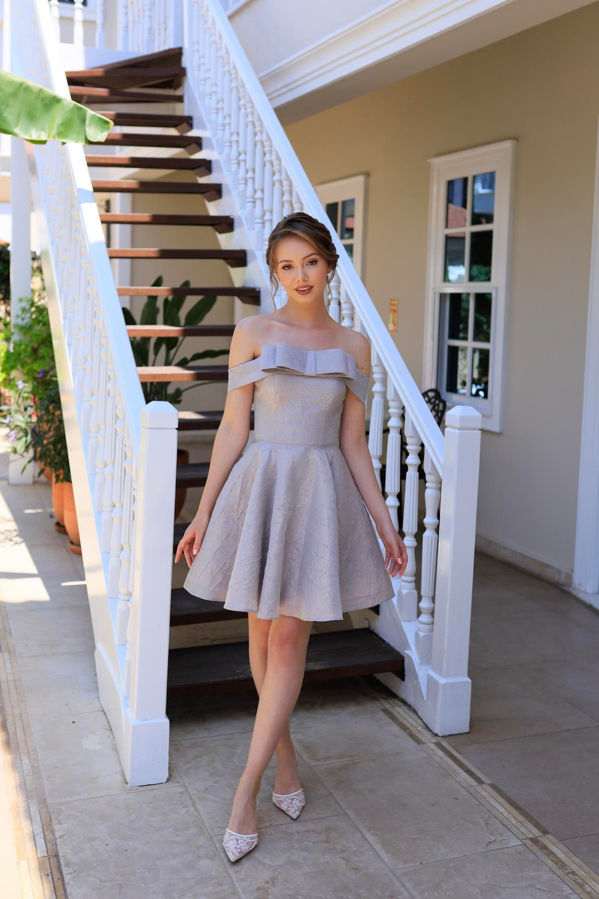 TheElsa | FANCY MINIAFTER KOLEKSİYONUFancy Lila Brokar Mini Elbise