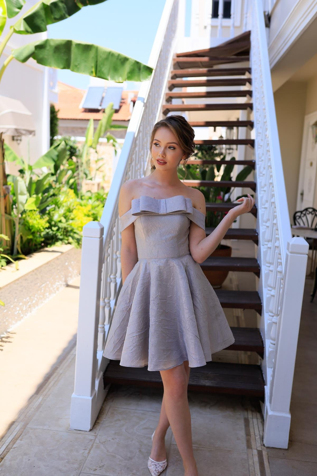 TheElsa | FANCY MINIAFTER KOLEKSİYONUFancy Lila Brokar Mini Elbise