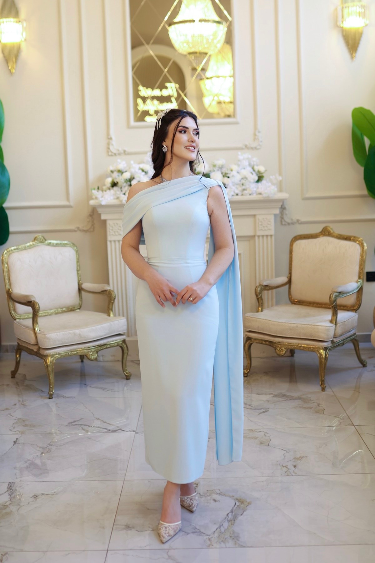 TheElsa | Freya Mavi Kalem ElbiseSADE ELBİSELERFreya Mavi Kalem Elbise