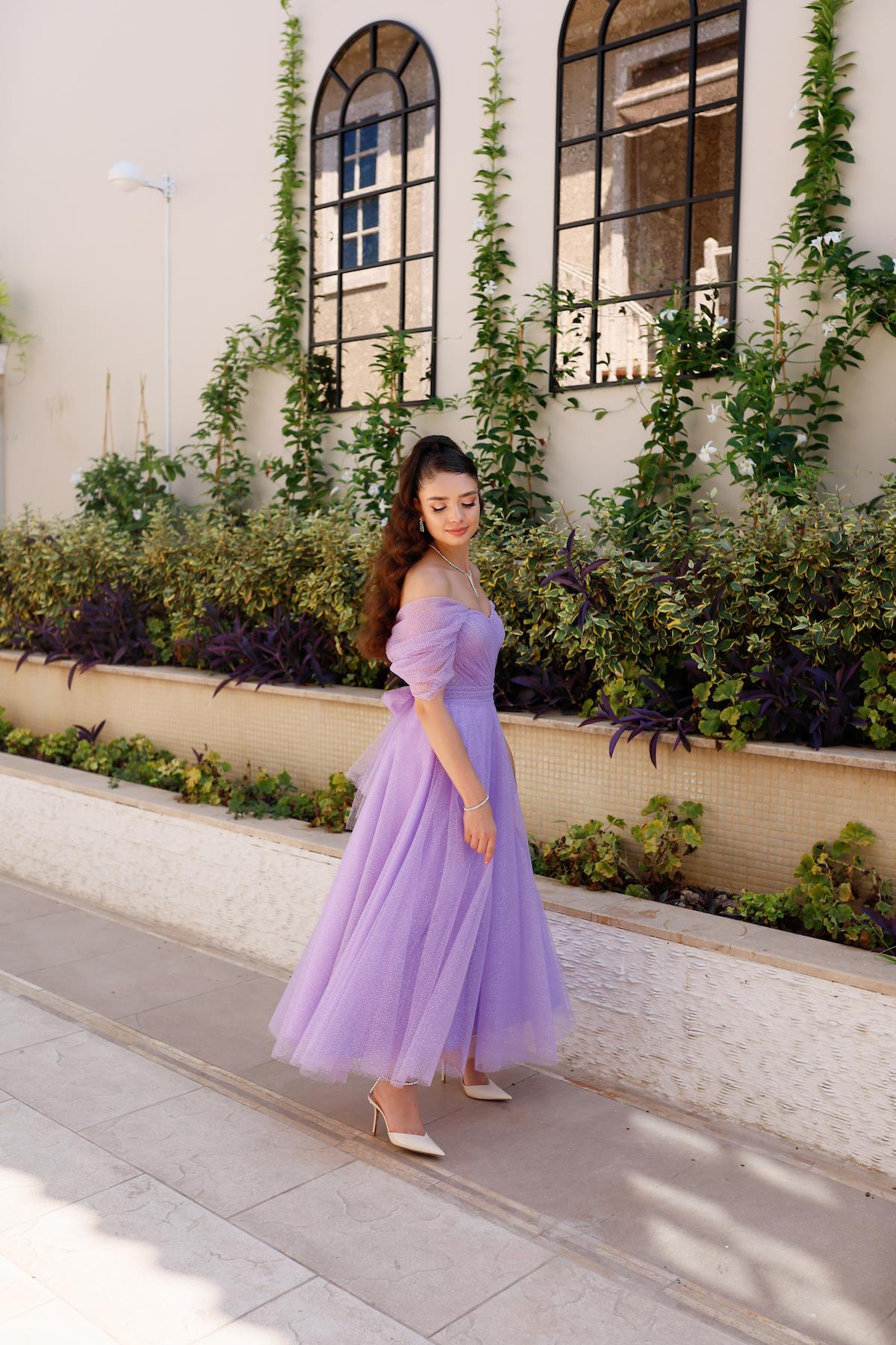 TheElsa | GİYİM | TAKI | Henna Simli Lila Pembe Özel Tasarım Abiye Tül ElbiseÖZEL ÜRETİM ELBİSEHenna Glitter Lilac Pink Special Design Evening Dress Tulle Dress