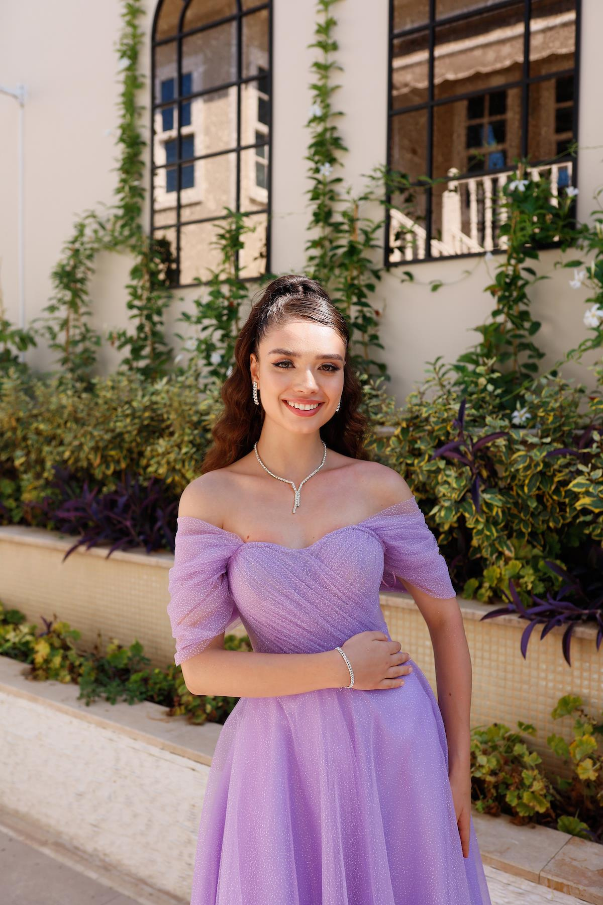 TheElsa | GİYİM | TAKI | Henna Simli Lila Pembe Özel Tasarım Abiye Tül ElbiseÖZEL ÜRETİM ELBİSEHenna Glitter Lilac Pink Special Design Evening Dress Tulle Dress